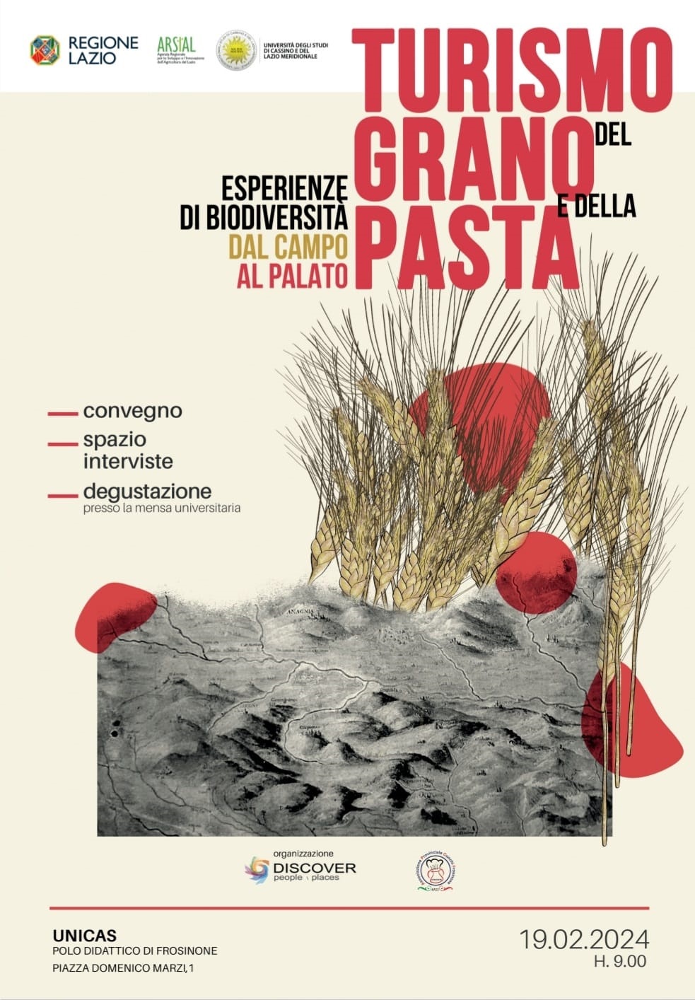Turismo della Pasta lunedi 19 febbraio a Frosinone presso il polo didattico di UNICAS
