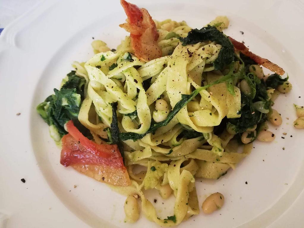 Tagliolini con Broccoletti, Fagiolina di Arsoli e Guanciale