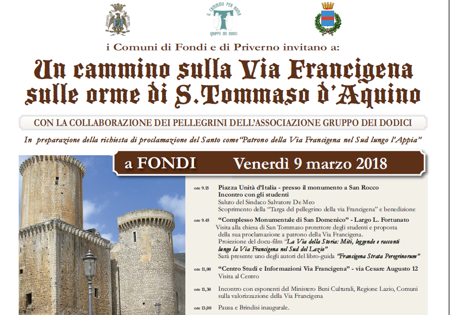 9 March - Opening of the Via Francigena Info point in Fondi